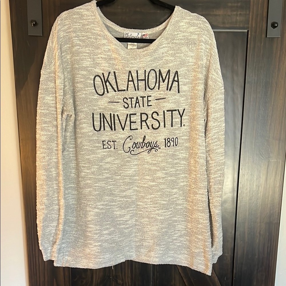 Livy Lu Oklahoma State University OSU Cowboys Women's Gray Top